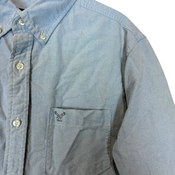 American Eagle Outfitters Shirt Mens Large Blue Cotton Athletic Fit Button Up - Picture 7 of 14